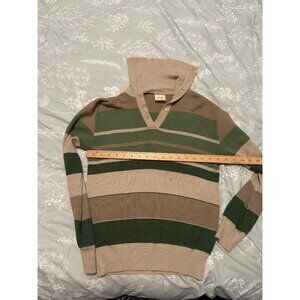 1970s Striped "Romania" Knit Polo Mens M Flawed Functional